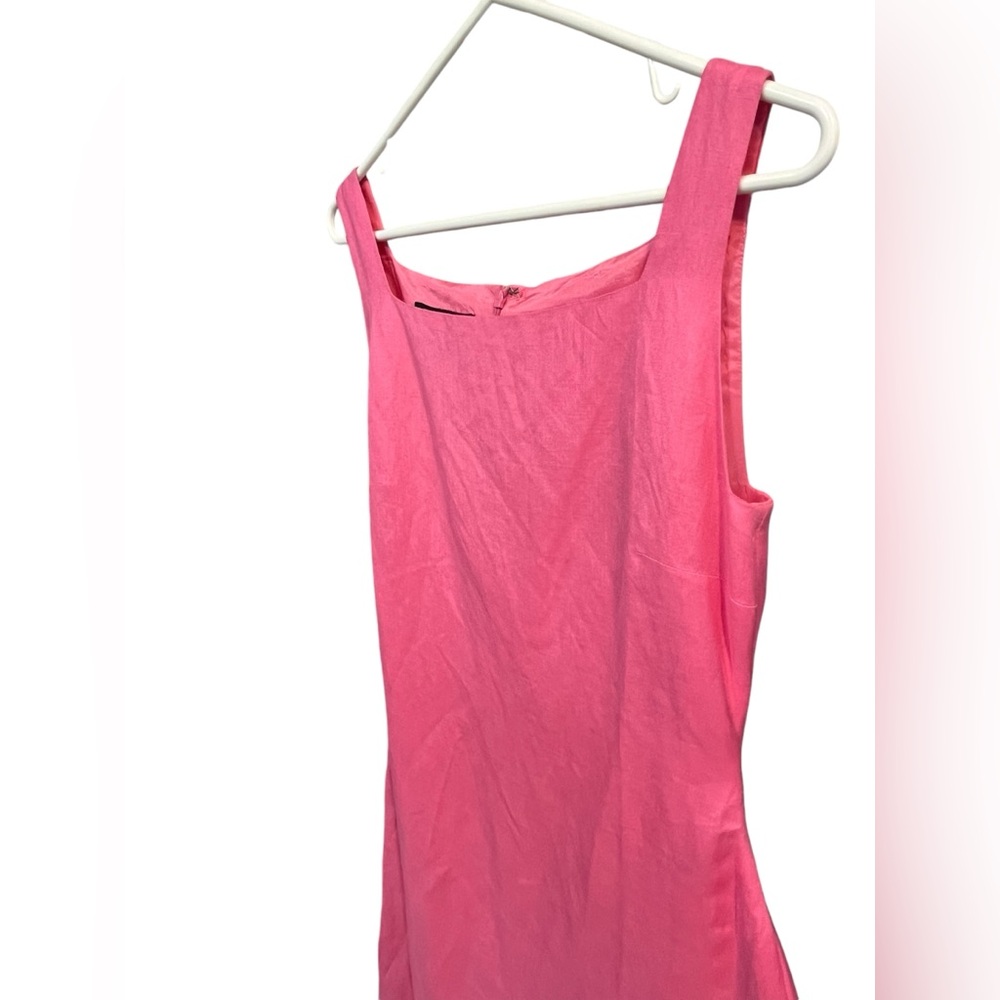 Cynthia Howie Vintage Bubblegum Pink Linen Square Neck Sleeveless Dress-Size 8 - Picture 4 of 12